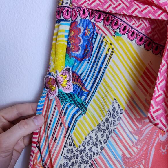 Bhanuni by Jyoti Camella Tie Front Ruffled Colorful Boho Midi Skirt 2 *Patched - Picture 13 of 16